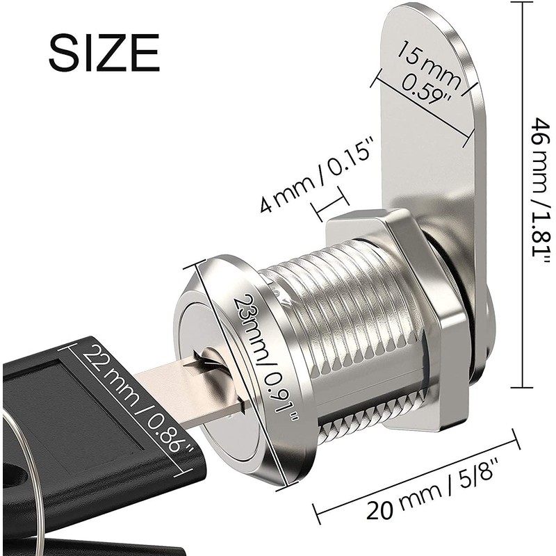 Letter Box Lock 20 mm Locker Lock with Key Furniture