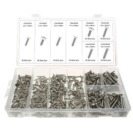 Stainless Steel Tapping Screws Assortment / Wood Screws Stainless Steel Screws Full Thread Universal Screw Diameter 2.9 mm to 3.9 mm Length 16 to 32 mm PH Phillips Screws 420 Pieces