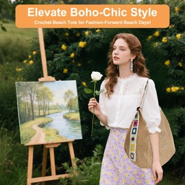 Crochet Hobo Bags for Women – Large Boho Crossbody Shoulder Tote, Knitted Crochet -Strap Purse, Lightweight Casual Hobo Bag for Daily, Travel & Shopping, Khaki