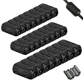 24 Pcs Ferrite Ring Core EMI Noise Suppressor Clip-On Filter (3.5mm/5mm/7mm), Snap-On Interference Reducer for USB, Audio, Video, Charging & Data Cables, Improves Signal Quality