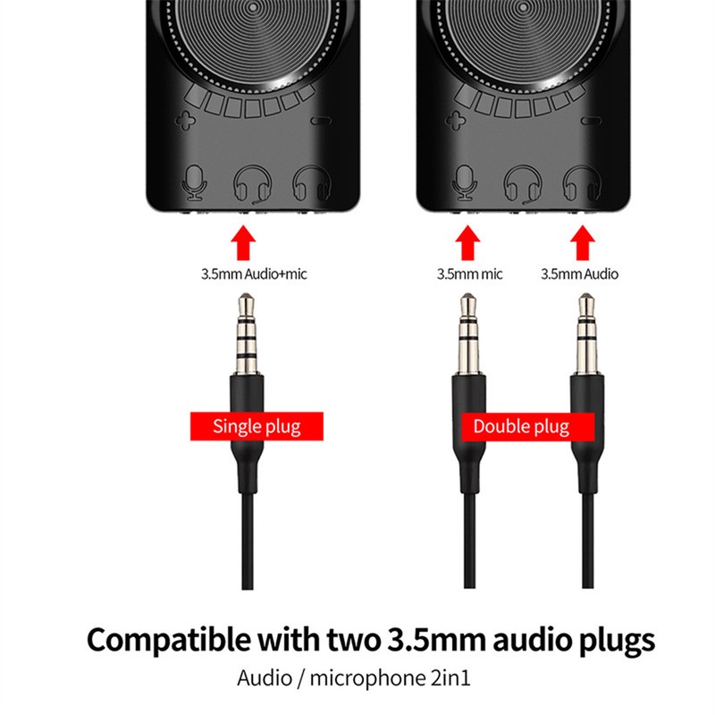 USB Sound Card Adapter 7.1 Channel Mute Button Volume Control