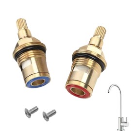 2 Pack Replacement Ceramic Tap Cartridge 1/4 Turn 20 Spline Tap Glands Seals Repair Kit Tap Valve for Shower Bathroom Taps with Washer Solid Brass Ceramic