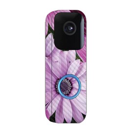 MightySkins Carbon Fiber Skin Compatible with Blink Video Doorbell - Purple Flowers | Protective, Durable Textured Carbon Fiber Finish | Easy to Apply and Change Styles | Made in The USA