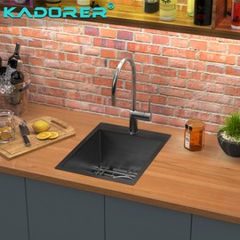 15 x 20 Inch Black Drop In Kitchen Bar Sink, Small Kitchen Sink Single Bowl Topmount Bar Prep Sink 18 Gauge Stainless Steel Bar Sink with Grid and Basket Strainer