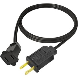 Kawaya Christmas Light Extension Cords: 16FT 2 Prong Extender Cord - UL Listed Short Wire Cable Connector Cords - for Indoor Outdoor Christmas Tree String Lights (SJTW 20/2, Black)