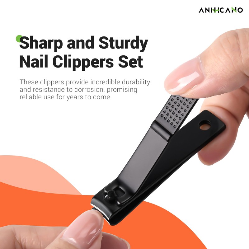 Nail Clippers with Glass Nail File, ANIHCANO Ultra Sharp Nail