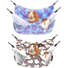Double-Layer Small Animal Cage Hammock, 2 Pack 2-Layer Rat Hammock Pet Cage hammocks,2-Layer Soft and Fluffy Guinea Pig Hammocks,Soft Hanging Bed for Rats, Guinea Pigs