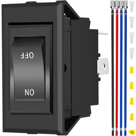 MKBKLLJY (ON) Off (ON) Switch DC 12V-24V 20A / AC 250V 15A 4 Pins Momentary DPST RV Power Jack Rocker Switch Replacement Parts with Terminal Sheath Wiring Cap, for Car Auto Boat Trailers Camper