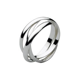 Dew Sterling Silver Interlocking Bands 3 x 3mm Rings, Size R