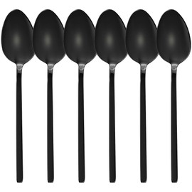 GRÄWE Table Spoon, Soup Spoon, 6-Piece Dinner Spoon, Cutlery Set, Large Spoons, Dinner Spoon, Dishwasher Safe, Titanium Coated Stainless Steel, Black, Modern, Lisbon Series