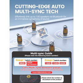 Upgraded Outdoor Speakers Gift for Men Bluetooth Speaker with lights Multi-Sync up to 100 Speakers Auto-Pairing HD Stereo Sound Cool Tech Gadgets for Him IPX5 Waterproof for Outside|Patio|Porch