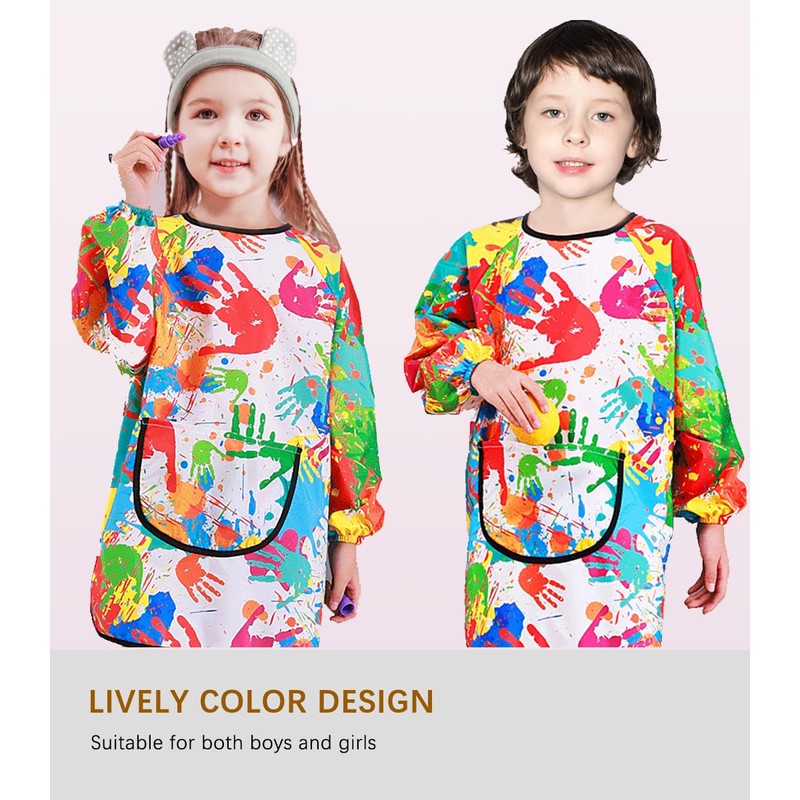 MINIQ Kids Art Smock,Waterproof Painting Apron Artist Smocks with Pocket
