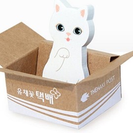 Gifts UK® Korean Style Kitten Cat Cute Mini Sticky Notes Novelty Bookmark Memo Index Tab Page Markers (White Cat)