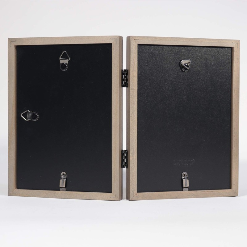 Lawrence Frames Studio Wood Picture Frame, 5x7 Double, Gray