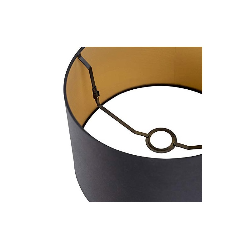 QAZQA Modern Cotton Lampshade Black 35I30I20 with Gold I Brass