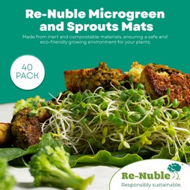 Re-Nuble Renu Terra Classic Mats for Growing Microgreens and Leafy Greens, Jute Mats for Indoor Gardening, Hydroponic Growing Pads and Sprouting Tray, (10x20 and 5" x 5" Mats)