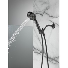 Delta Faucet 5-Setting Handheld Shower Head, Black Shower Head with Hose, Showerheads & Handheld Showers, Handheld Shower Heads, Detachable Shower Head, Hand Shower 1.75 GPM, Matte Black 75511BL