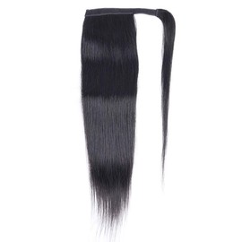Datanala Straight Human Hair Ponytail Brazilian Virgin100% Unprocessed Straight Human Hair Magic Paste Ponytail natural color For Black Women (16Inch, straight ponytail)