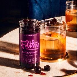 Filthy Cocktail Amarena Black Cherries, Premium Cocktail Garnish, All Natural Wild Italian Amarena Black Cherry, Non-GMO, Gluten Free, Vegan, Slow-Cooked, 11 Oz Jar, 45 Cherries