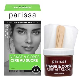 Parissa - Kit de cera de azúcar natural para cara, labios y cuerpo, cera depiladora para cabello fino a medio, lavable en microondas, lavable al agua,