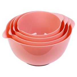 BoxedHome Mixing Bowl Set Mixing Bowl Set Plastic Salad Bowl Non-Slip Stackable Serving Bowls for Kitchen Mixing Bowl Set 4-Piece Peach Pink