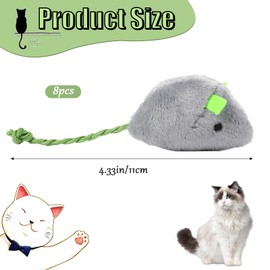 8 Pack Toy Mice for Cats Cat Mice Toys Interactive Toy Cats Mouse Plush Cat Toys Catnip Toy Biting Toys for Cats Mouse Shaped Toy for Indoor Cats Realistic Design 8 Color