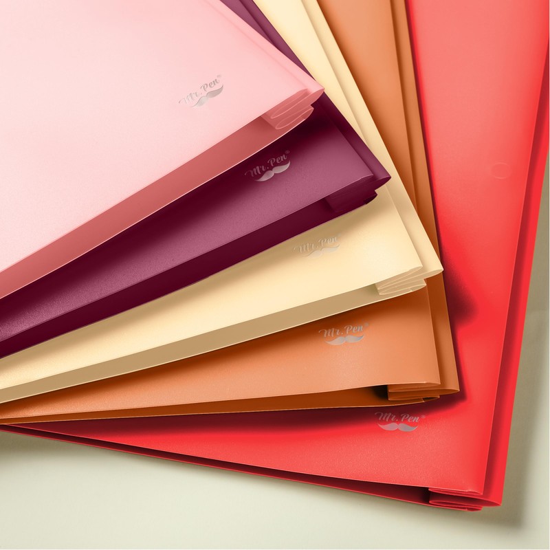 Mr. Pen- Plastic Folders with Pockets and Prongs, 5 Pack,