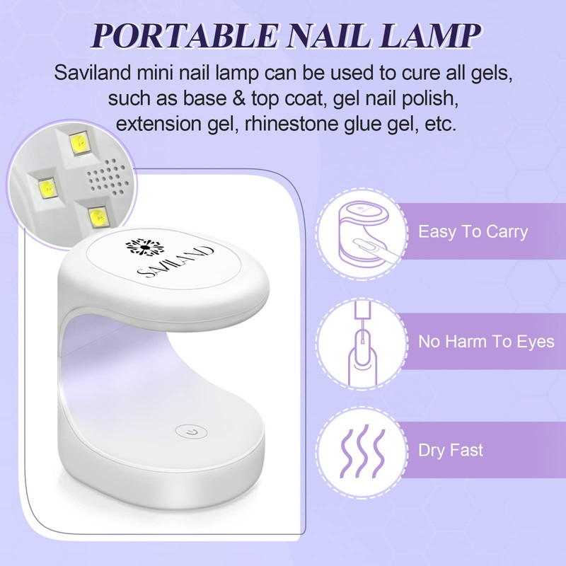 Saviland Single Color Gel 15ml White with USB Nail Dryer