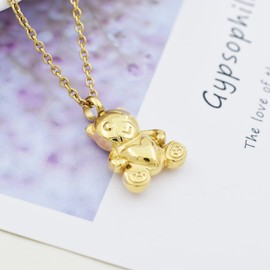 SIYUU Teddy Bear Urn Nekclaces for Ashes Jewelry Bear Toys Cremation Urn Necklace Memorial Ash Holder Keepsake Locket Pendant (Gold)