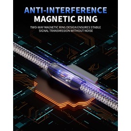 RIKSOIN RCA Cable-2RCA Male to 2RCA Male Stereo Audio Cable with Magnetic Ring Supports[Hi-Fi,Shielded] Braided Auxiliary Audio Cord for Home Theater,HDTV,Amplifiers,Hi-Fi Systems,Speakers-4 Feet