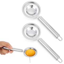 XLIUAX 2 Pcs Egg Yolk Separator, Egg Separator for Raw Eggs Stainless Steel Tool Eggs Whites for Cooking Baker Fitness Yolk Divider Extractor with Handles for Protection Separation Tools