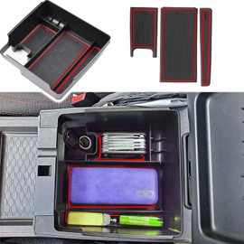 Gah Frontier Pickup 2025 compatible with Nissan Frontier Pickup Truck 2022 2023 2024 2025 Center Console Organizer 2024 Frontier Truck Armrest Storage Box 2022-2024 Frontier Truck Accessories (red)