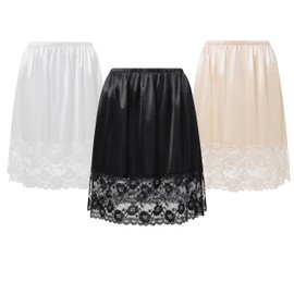 Coucoland Half Slips for Under Dresses - 20" Black White Womens Underskirt Half Slip Women Under Dress Shirt Skirt Extender