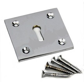 Frelan Jedo Square Keyhole Cover Escutcheon 50mm x 50mm + Screws (Satin Chrome)