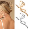 KICOSY 2PCS Gold Bow Hair Clips for Women Metal Bownot