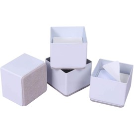 Ezprotekt Bed Risers Heavy Duty Furniture Risers for Sofa Table Couch Lift Height of 1.2 Inches, Bottom Pad Protect Floors, Solid Steel Offer Strong Support, Set of 4 Square White