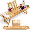 SereneLife Bath Caddy Breakfast Tray Combo - Natural Bamboo Wood