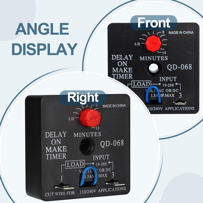 Weasch 2Pcs Delay On Make Timer, QD-068, 0.03 to 10