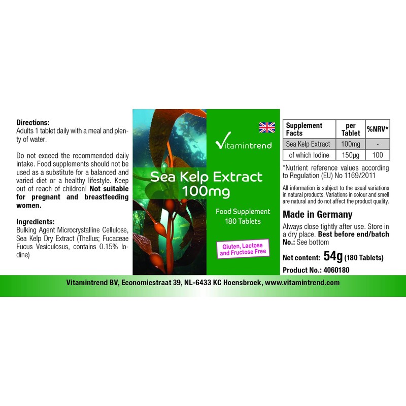 Kelp 100 mg - 180 Tablets - For 6 Months