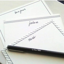 French Greeting Cards, Bonjour Note Cards, Jadore Note cards, and Merci Note cards, Bonjour Stationery paper, Your Choice of Colors, Set of 12 flat note cards and envelopes