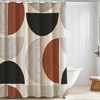 Jimuzi Boho Minimalistic Linen Shower Curtain Abstract Geometric Shapes Lines