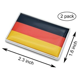 2 Pcs 3D Germany German Flag Metal Car Stickers Chrome Decals,2.3 x 1.6 Inch Metal Truck Stickers,Patriotic Car Motorcycle Emblem.