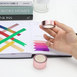 NatSumeBasics 3 Pink Washi Tape Rose Gold Metallic Masking Tapes 32ft. x 0.6in. Craft Foil Washi Tapes Stickers Self-Adhesive DIY Decoration TV Wall Holiday (Pink)