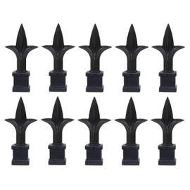 Black Plastic 5/8" Trident Spear Finial Fence Topper for Wrought Iron Picket Fence 0.625" Posts (10)