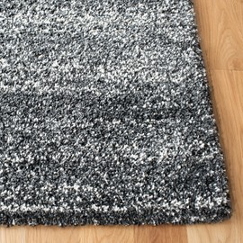 SAFAVIEH Hudson Shag Collection 7' Square Dark Grey/Ivory SGH295F Modern Abstract Non-Shedding Living Room Bedroom 2-inch Thick Area Rug