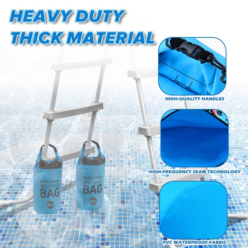 2Pcs Heavy Duty Pool Ladder Weights, 50lbs Sand Fillable Universal