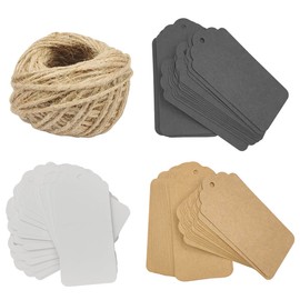 lyfLux 300 PCS Kraft Paper Gift Tags with 100 Feet Natural Jute Twine for Festivals, Price Tags, Birthdays, Weddings and DIY Crafts