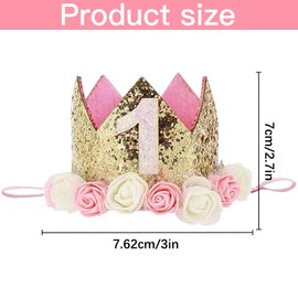 Cisixin Baby Birthday Crown, 1 Year Birthday Crown, Interchangeable Numbers Headband, Girl's Headband Hat for Birthday Gift and Birthday Decoration, Headpiece, Party Hats, Decoration Party Supplies