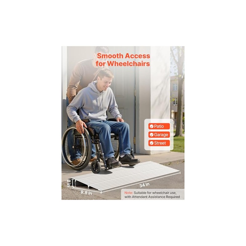 VEVOR Door Threshold Ramp, 2 inch Rise, Aluminum Alloy, 800