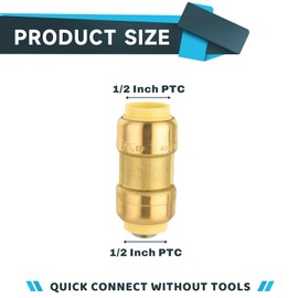 (Pack of 5) Seelink 1/2 Inch Straight Coupling Push-Fit Fitting to Connect Pex, Copper, CPVC Pipe/Tubing, With Disconnect Clip